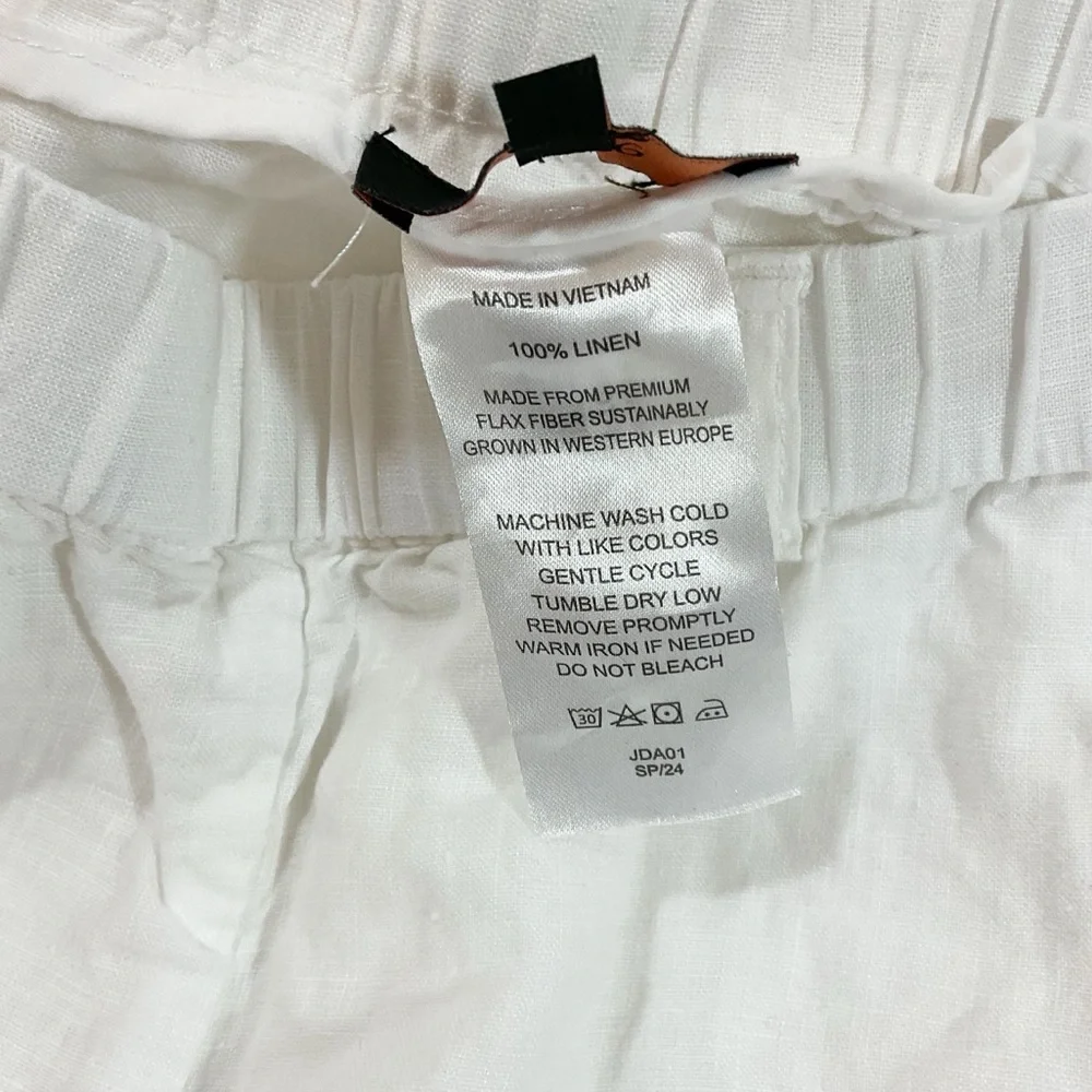 Quince European White Linen Hi-Rise Pull On Ankle Pants